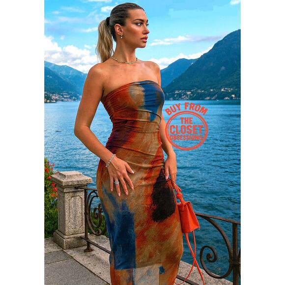 ZARA Multicolor Strapless Fitted Midi Dress NWT | Mesh Tulle | Size M - Picture 1 of 16